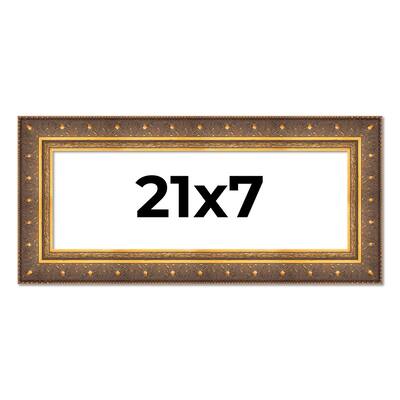 21x7 Frame Vintage Gold Solid Wood Picture Frame | 2.5 Inch Moulding