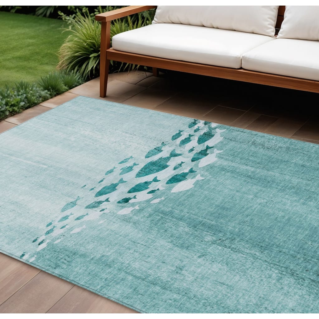 HomeRoots Nautical Transitional Rectangle Outdoor Rug
