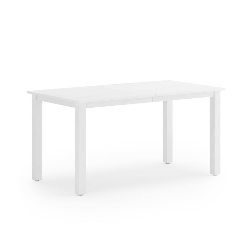 Outdoor Rectangular Aluminium Patio Dining Table Metal Table with Wood-grain finish for 6 People