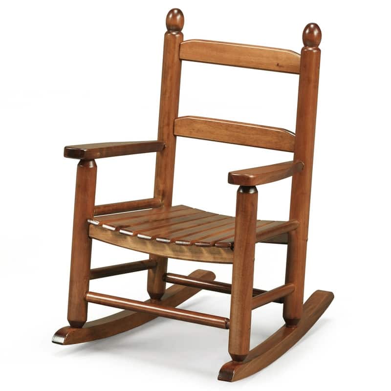 16 In. Kids Classic Solid Poplar Wood Rocking Chair, Egg-Shaped Seat For Ages 2–5 - 9' x 12' - Brown