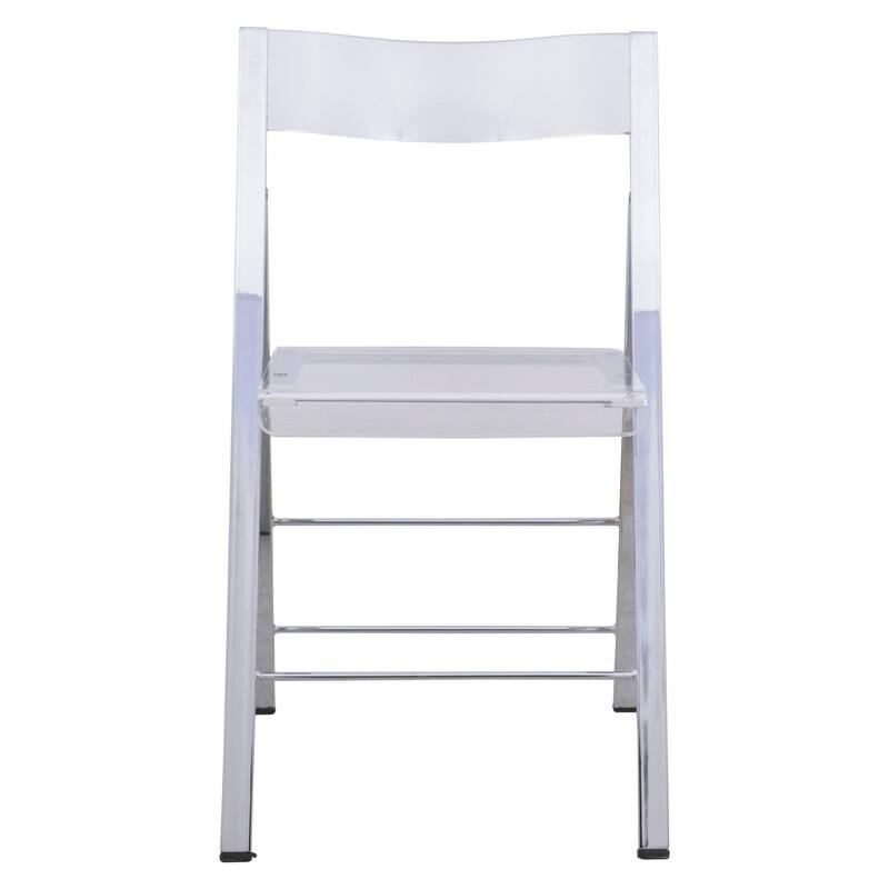 Menno Modern Acrylic Folding Dining Chairs with Stainless Steel Frames and Rubber Pads (Set of 4)