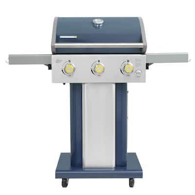 Permasteel 3-Burner Propane Gas Grill with Foldable Side Shelves