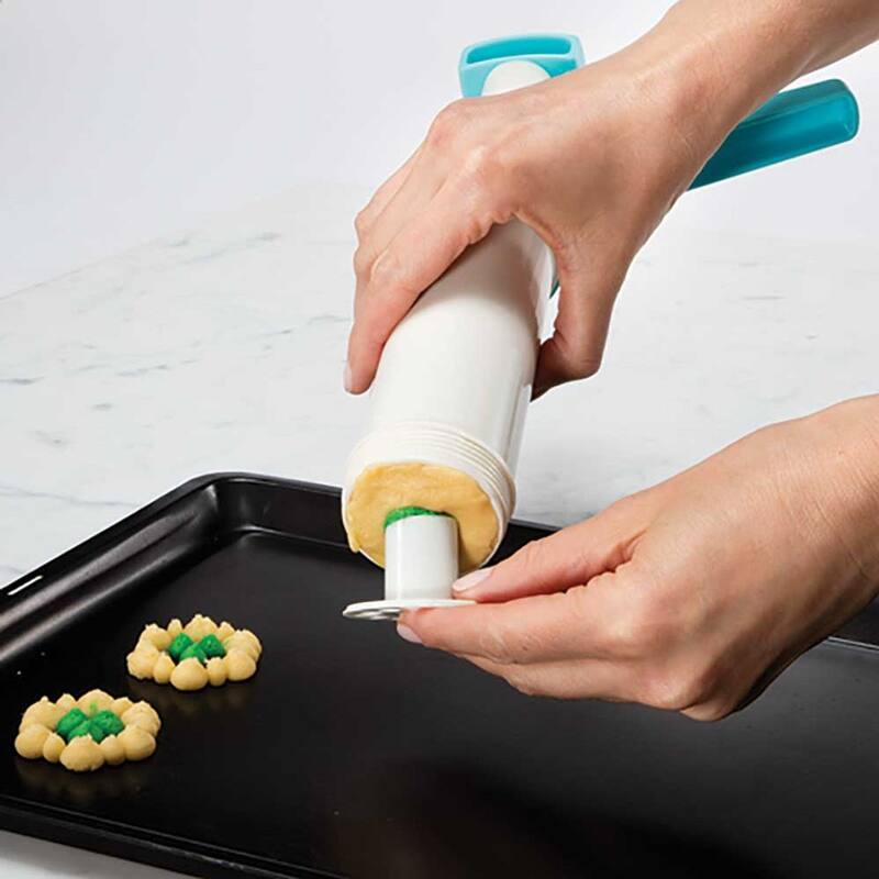 Hutzler 23pc Easy Action Cookie Press and Food Decorator Set - For Simple Decorating of Appetizers and Desserts