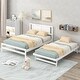 preview thumbnail 1 of 15, Full Size Platform Bed with Adjustable Trundle, Headboard for Added Stability, Pine Wood and MDF Construction, White White