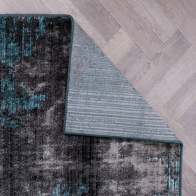 World Rug Gallery Abstract Design Distressed Blue Area Rug