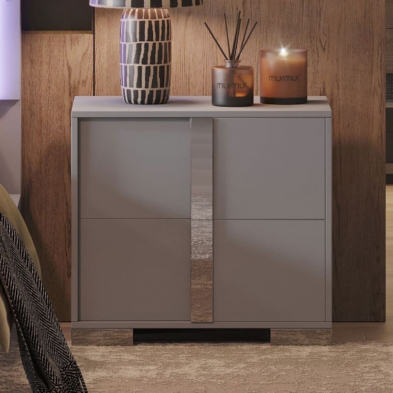 Elegant Nightstand with Metal Handle