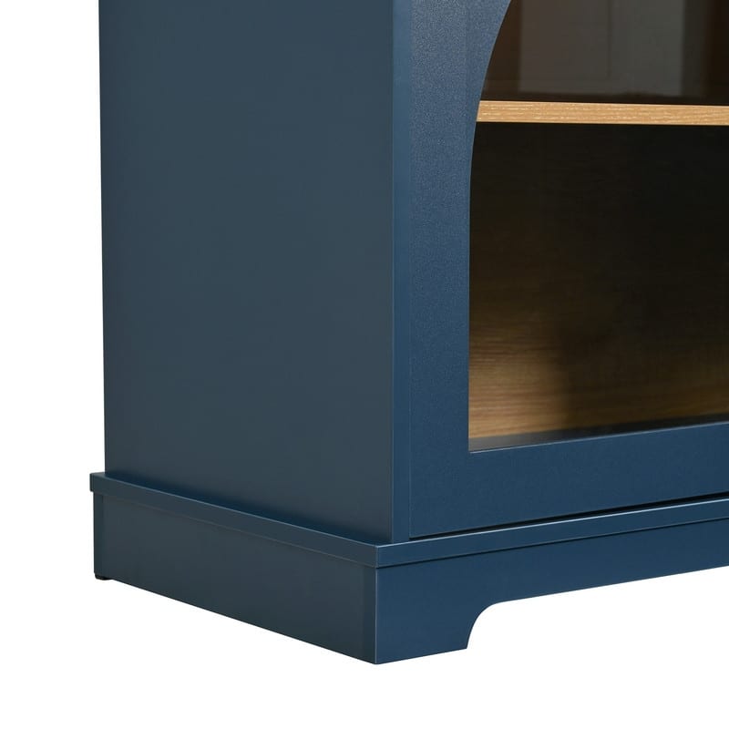 Farmhouse 3-Piece TV Stand Set for TVs Up to 70", Entertainment Center with Arched Sideboard and Glass Doors for Living Room