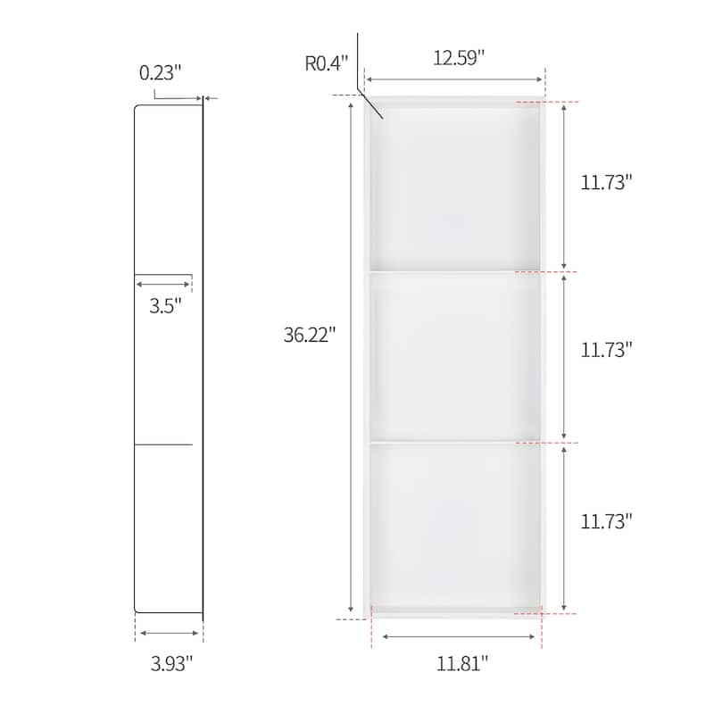 18 Gauge Stainless Steel Black/White Cream Layered Rectangular Recessed Shower Niche - 36"x12.6"