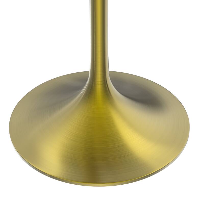 LeisureMod Verve 27" Round Dining Table with MDF Wood TableTop and Brushed Gold Base for Kitchen & Dining Room