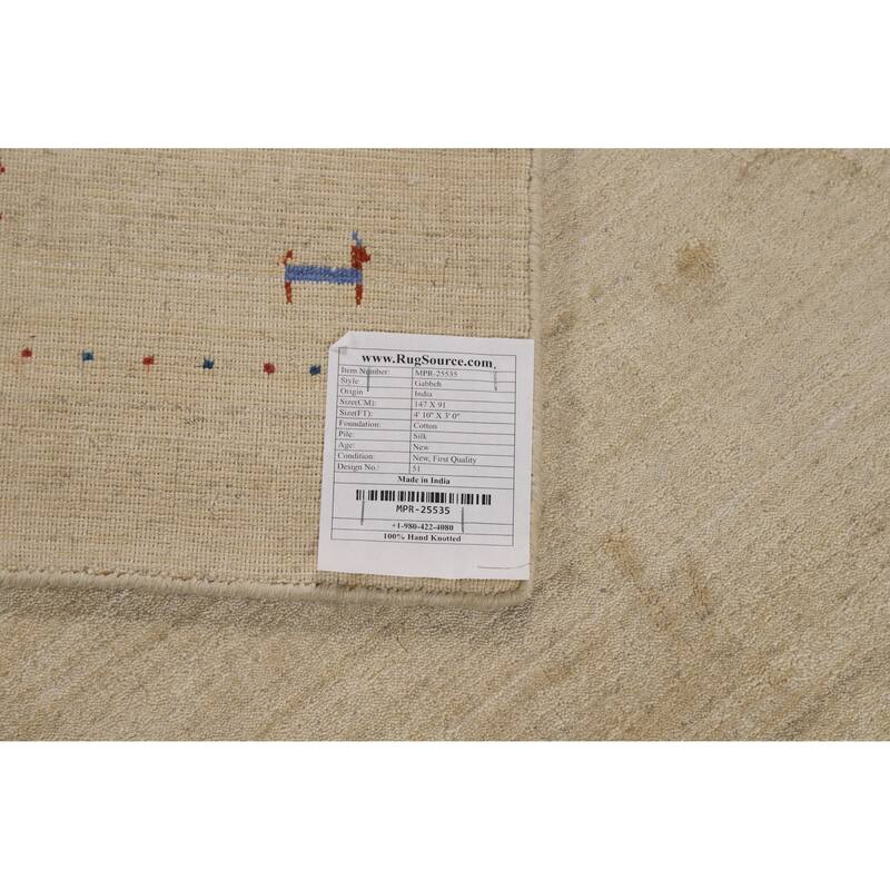 Tribal Gabbeh Indian Foyer Rug Handmade Oriental Silk Carpet - 3'0"x 4'10"