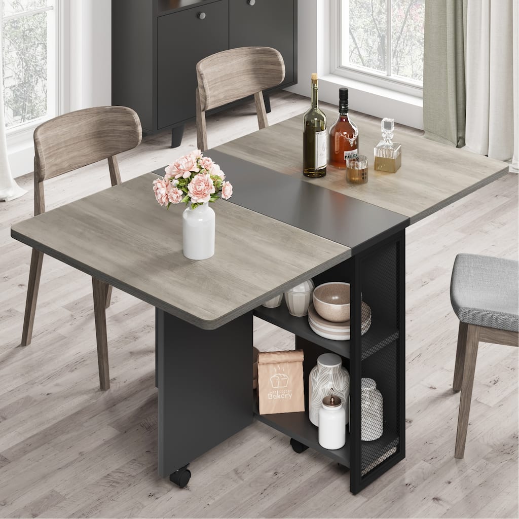 Folding Dining Table with 2 Tier Storage