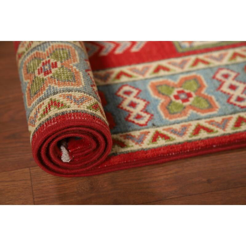 Geometric Kazak Foyer Rug Handmade Nursery Wool Carpet - 2'9"x 4'0"