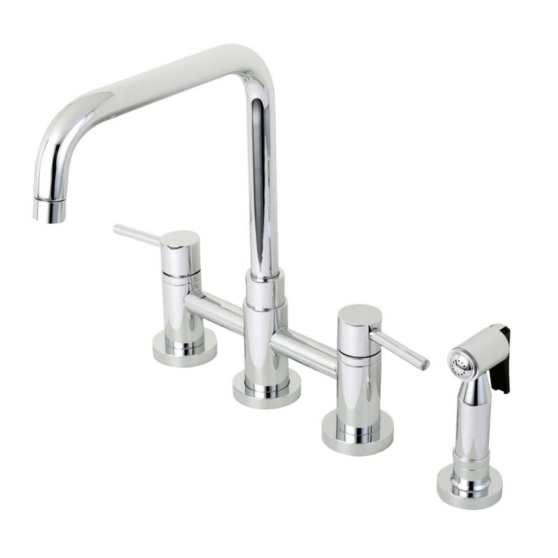 Kingston Brass Concord Two-Handle Bridge Kitchen Faucet with Brass Sprayer - Polished Chrome