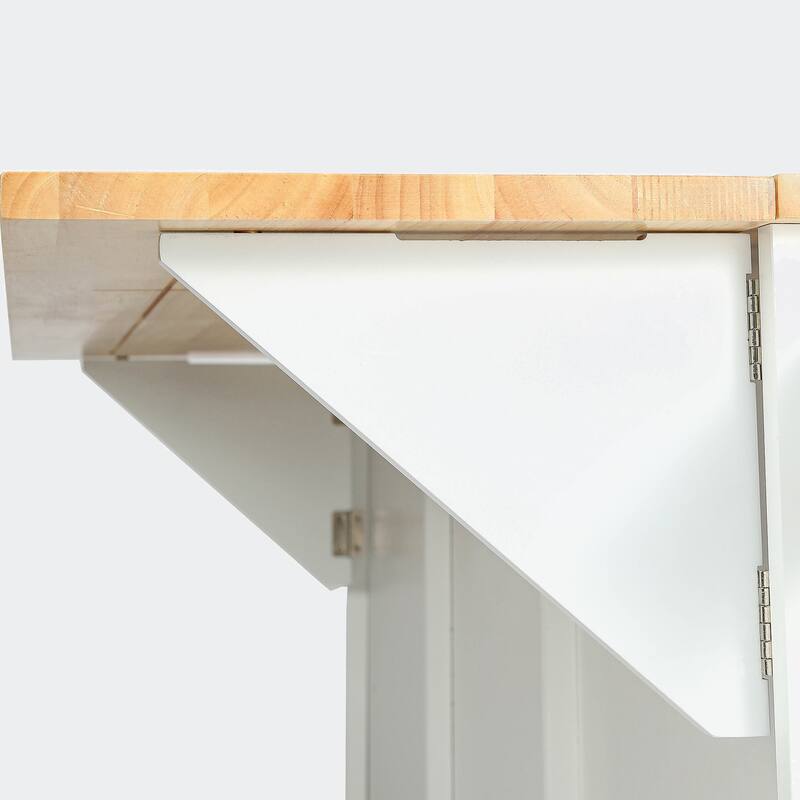 Kitchen Cart with Rubber wood Drop-Leaf Countertop