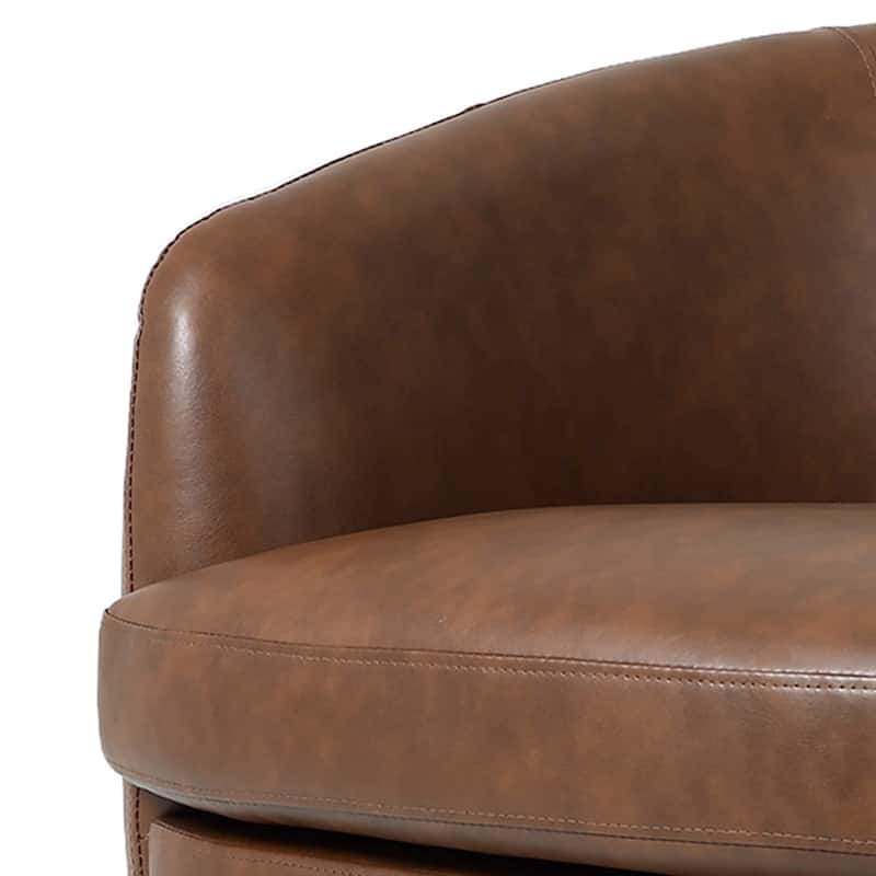 Low Back PU Leather Barrel Chair 360° Swivel Accent Chair for Living Room