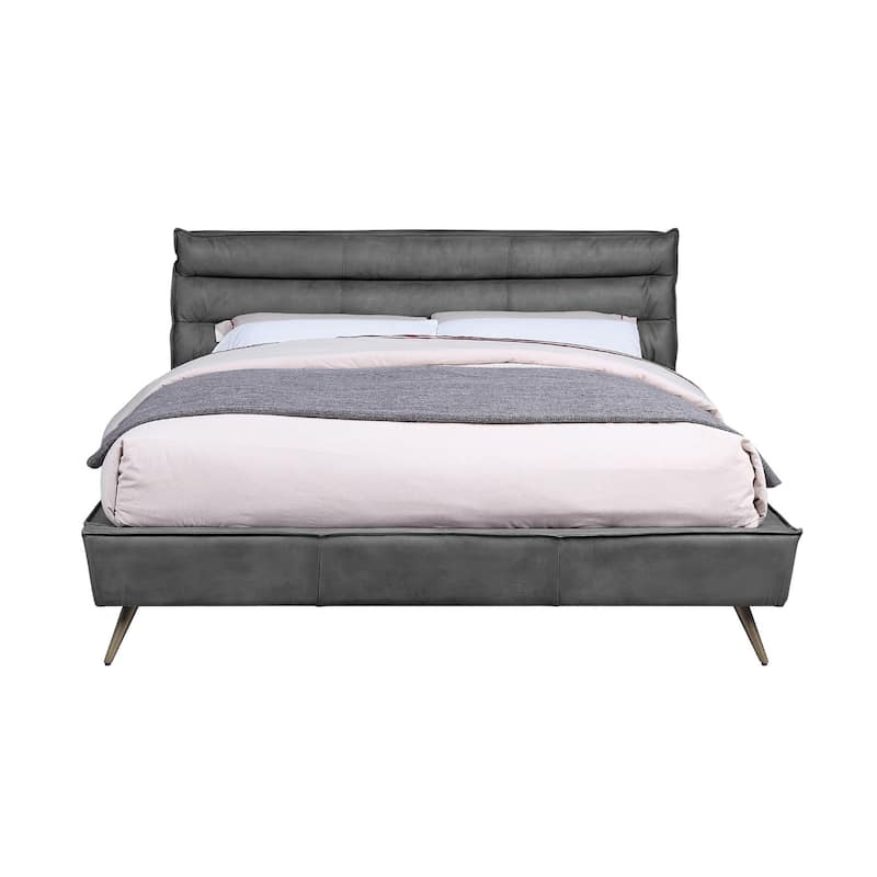 Top Grain Leather Queen Bed