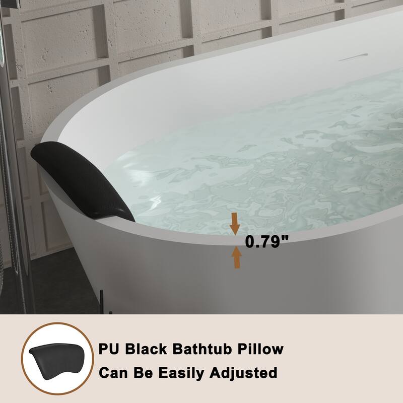 CASAINC Resin Stone Solid Surface Soaking Stand Alone Bathtub Freestanding Bathtub in Matte White