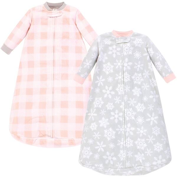 slide 1 of 1, Hudson Baby Infant Girl Long-Sleeve Fleece Sleeping Bag, Gray Pink Snowflake, 0-9 Months - Gray Pink Snowflake - 0-9 Months