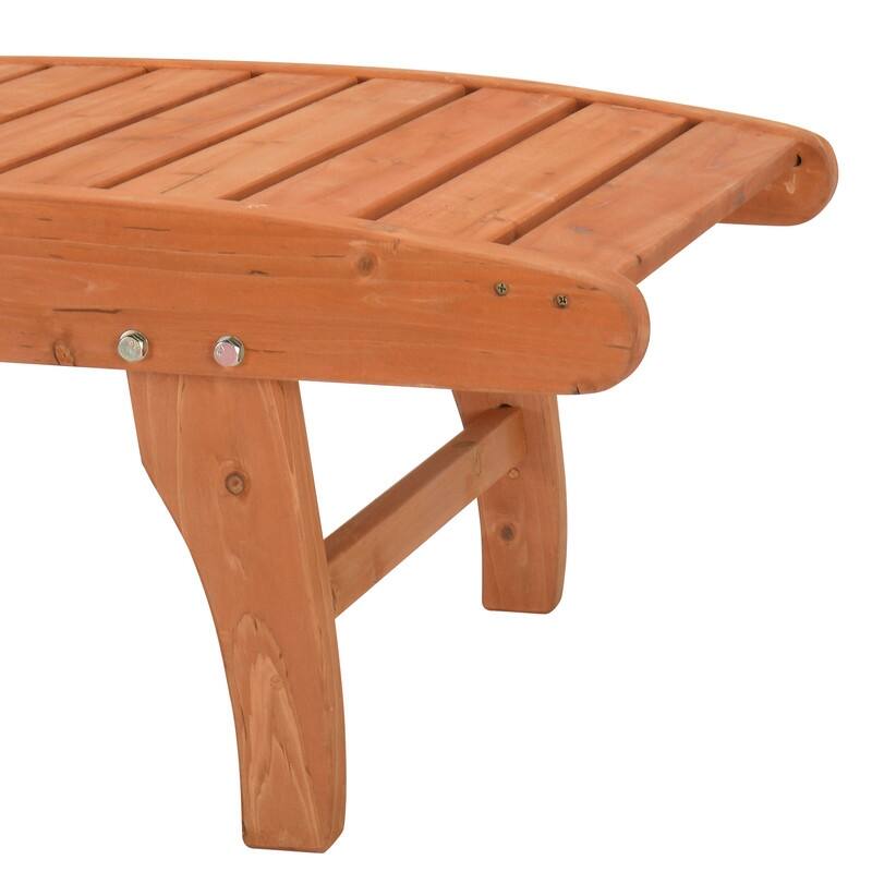 Outdoor Single Solid Wood Chaise Lounge with Wheels
