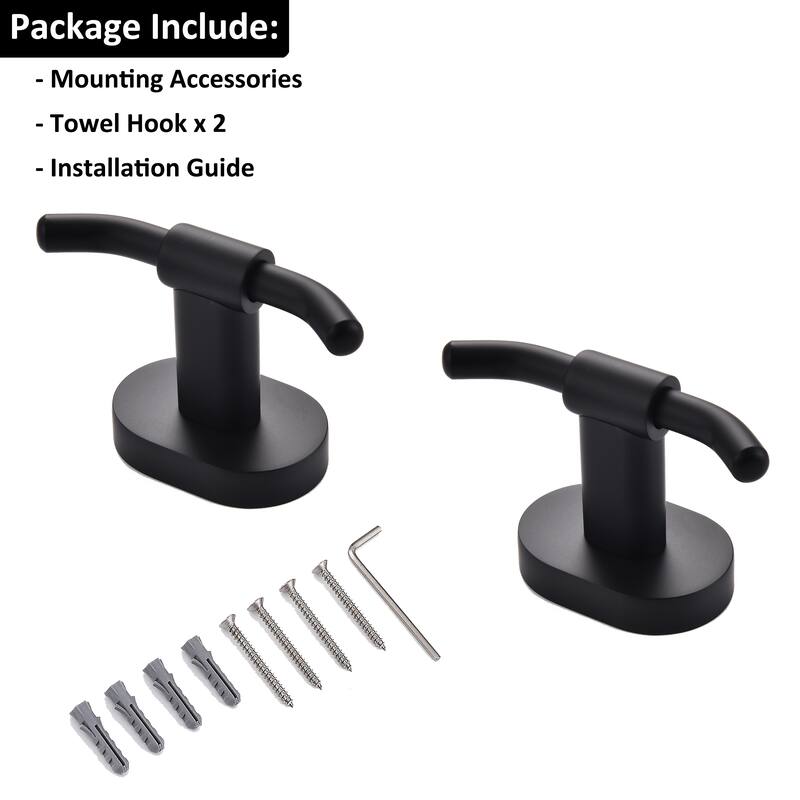 Wall Mounted Double Bathroom Towel Hooks 2 in 1 Robe Hooks(Set of 2)