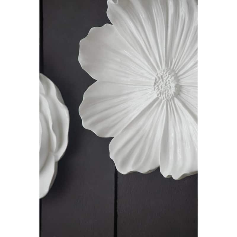 Rose Hanging Wall Accents - 12" - White - Set of 2