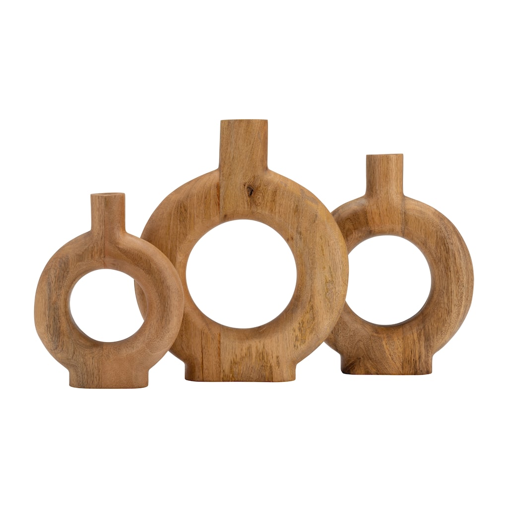 Sagebrook Home Natural Wood Donut Shaped Vase