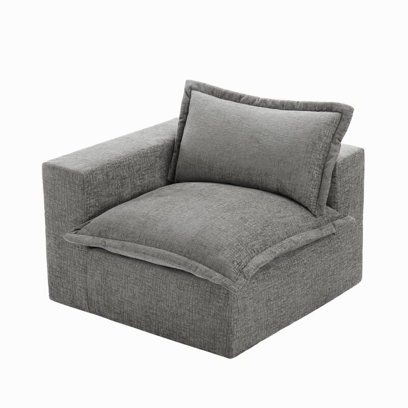 Chenille L-Shaped Modular Sectional Sofa Comfy Cloud Couch For Living Room