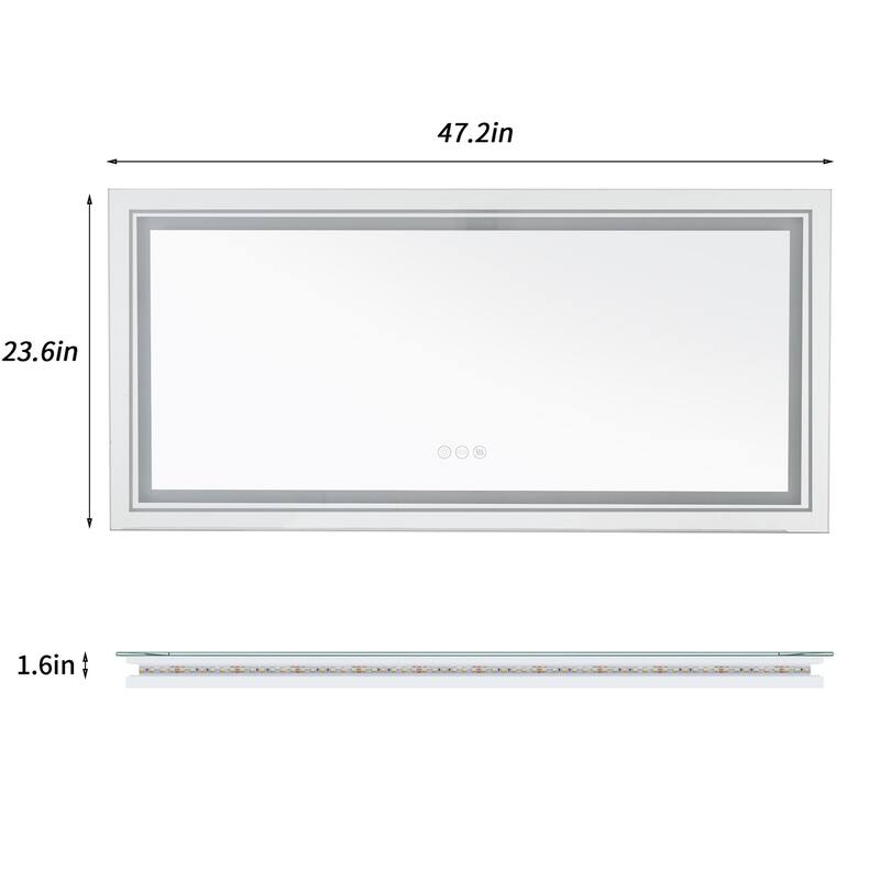Rectangle Aluminum Frame Bathroom Mirror w/Led Backlit Light Anti-fog