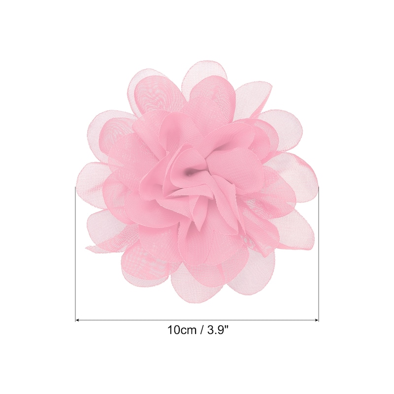 10Pcs Chiffon Flowers Fabric Flower Sewing Fabric Appliques - Light Pink - 3.9"