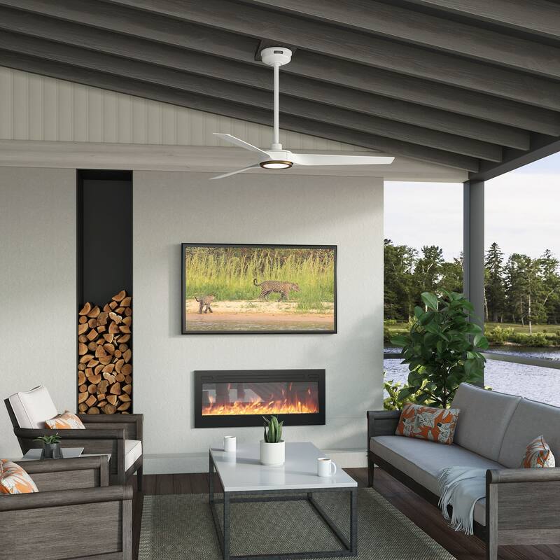 Hunter ZenTech Indoor / Outdoor 3-Blade Smart Ceiling Fan w/ LED Light and Handheld Remote - Modern & Contemporary.