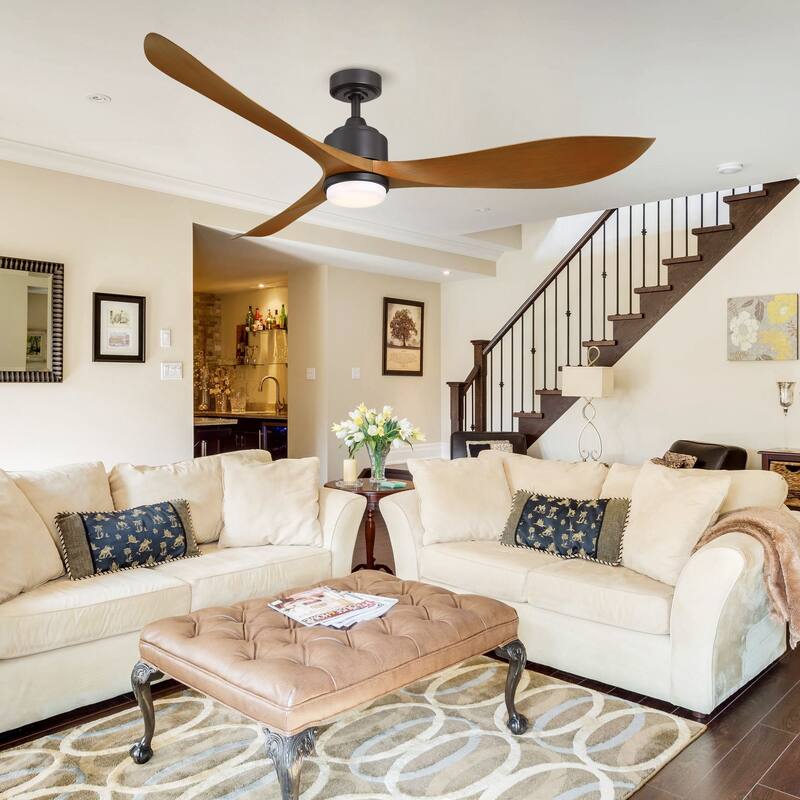 66" Modern Brown 3-Blade Dimmable Ceiling Fan with Light and Remote