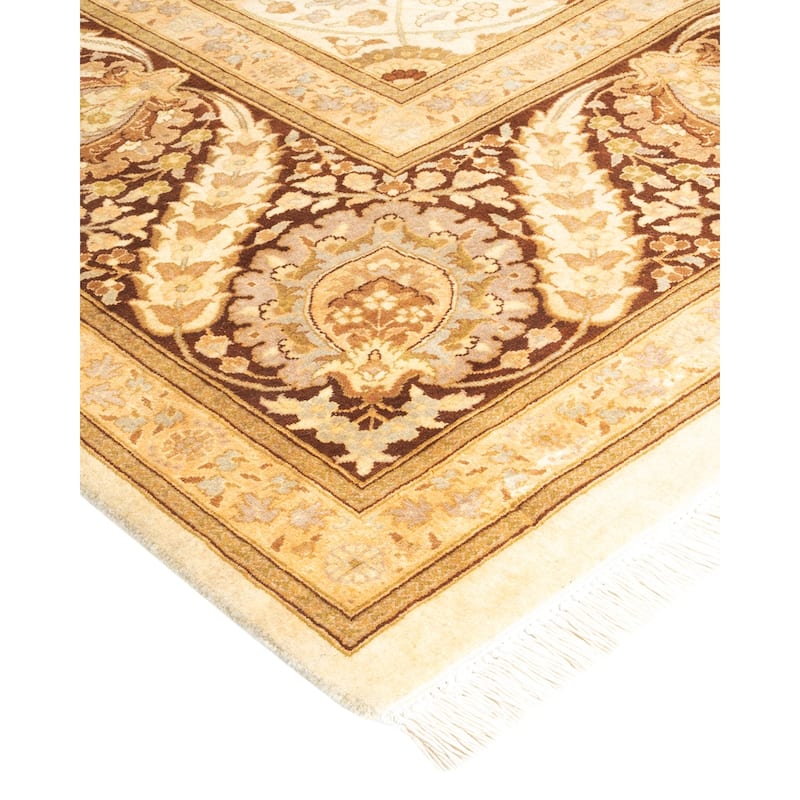 Overton Handknotted Wool Traditional Oriental Ivory Area Rug - 10' x 14'