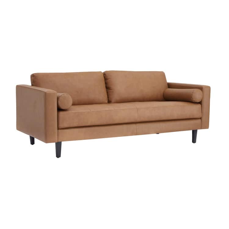 Genuine Mid-Century Leather Sofa Couch for Living Room Luxury Couch Sofa Furniture for Home Office Bedroom