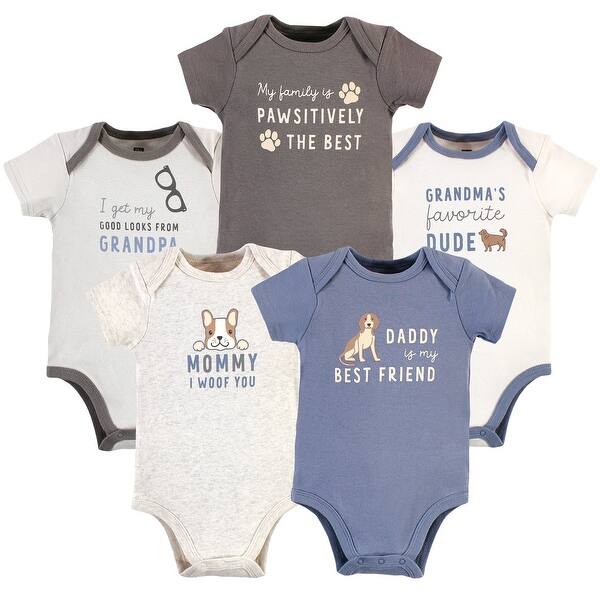 slide 1 of 1, Hudson Baby Infant Boy Cotton Bodysuits, Family Dog 0-3 Months - Family Dog