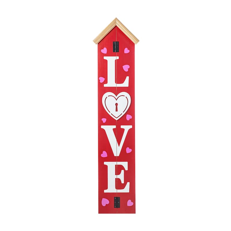 Glitzhome 42"H Valentines Wooden Large WELCOME LOVE Porch Sign - LOVE