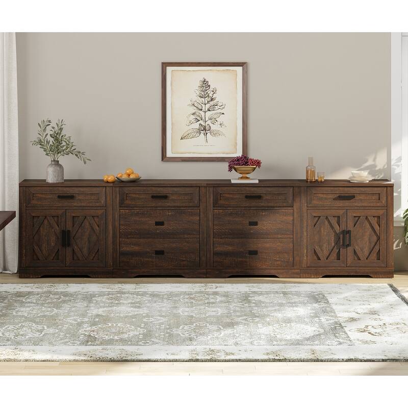 Large TV Stand,3/4-in-1 Farmhouse TV Console Table with Storage Barn Door Cabinet