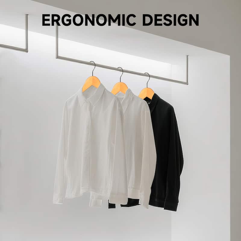 BP4U Premium Wooden Clothes Hangers, Solid Wood Coat Shirt Top Hangers for Jackets, Shirts, Dresses