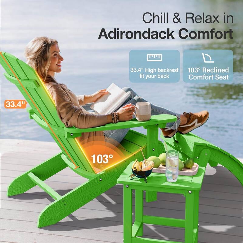WINSOON All Weather HIPS Outdoor Plastic Adirondack Chairs Set of 2