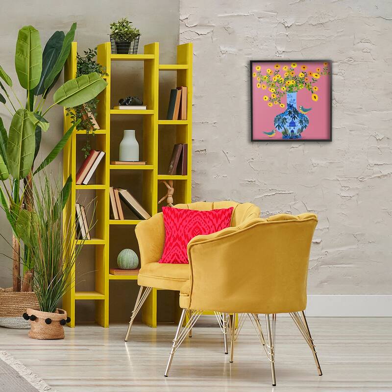Stupell Ornate Vase with Daisies Framed Giclee Art Design By Kay Widdowson