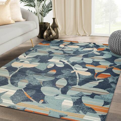 Bohemian Floral Vintage Leaves Indoor Runner or Area Rug by Superior