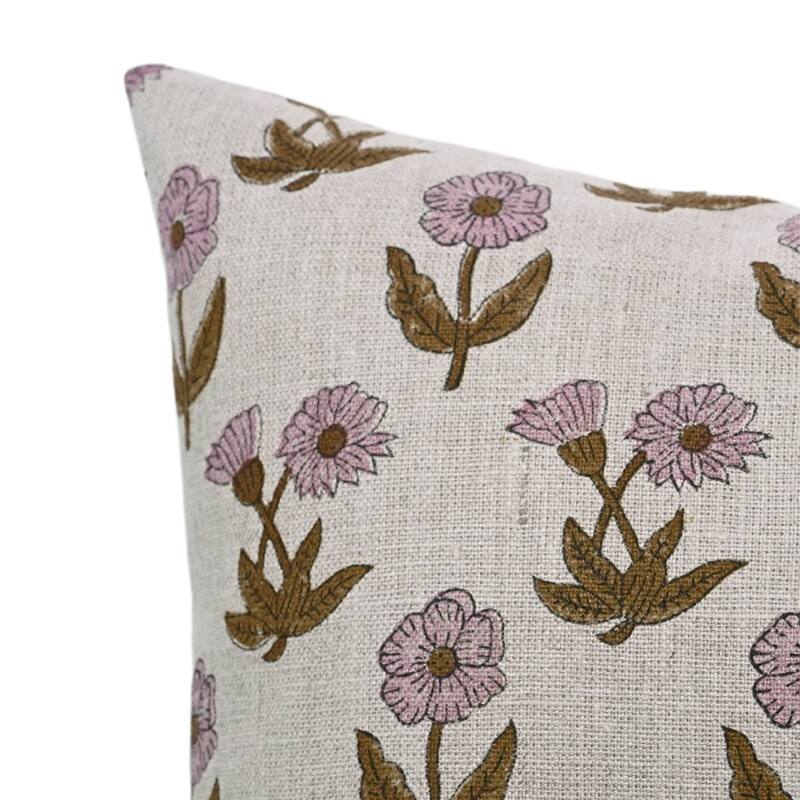 Linen Farmhouse Block print pillow Cover - Kirti