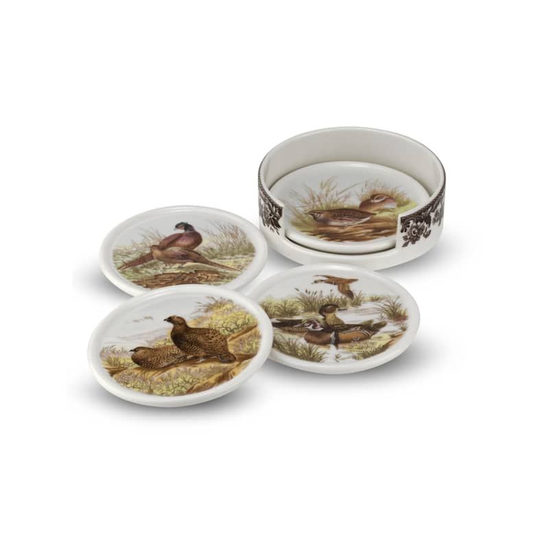 Spode Woodland Set of 4 Ceramic Coasters with Holder - Multicolor - 3.75 Inches - 3.75 Inches - Multicolor