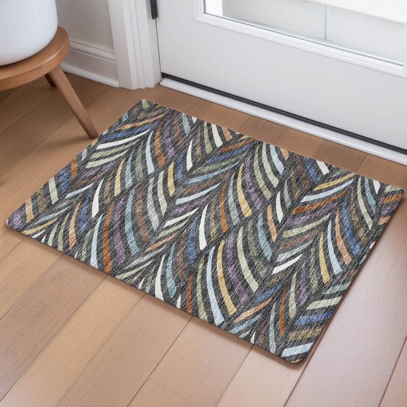 Machine Washable Indoor/ Outdoor Modern Feather Chantille Rug