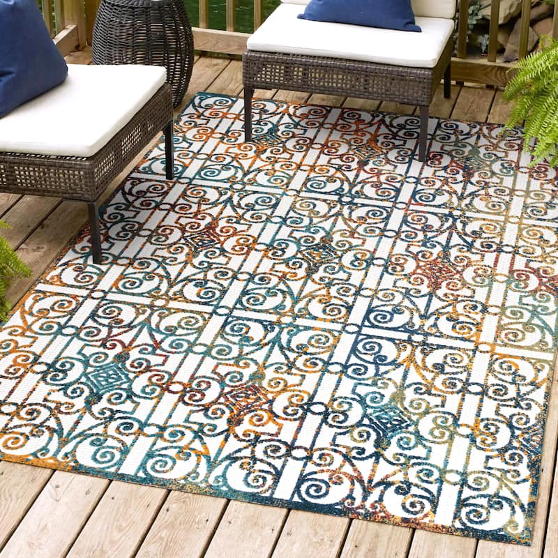 JONATHAN Y Tropics Ornate Trellis Indoor/Outdoor Area Rug