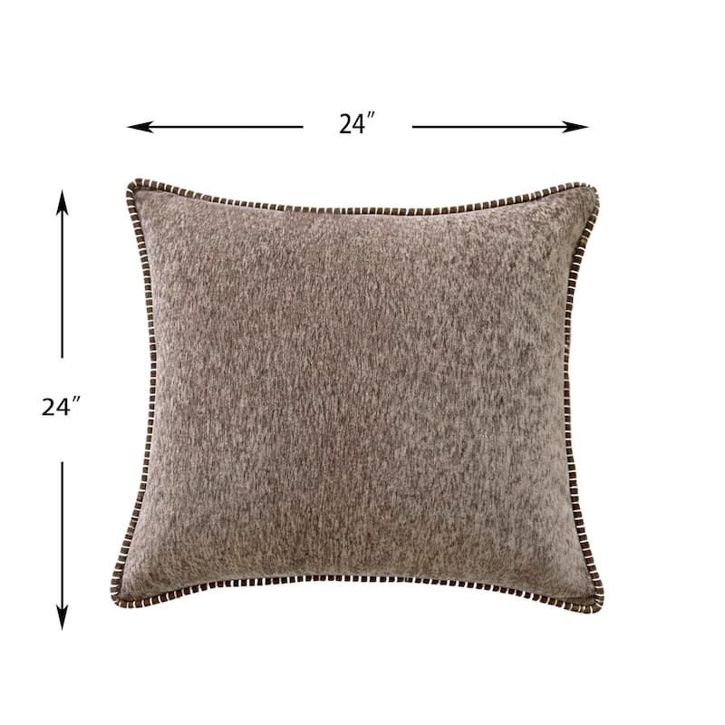 Textured Throw Pillow with Stitched Contrast Edge Set of 2