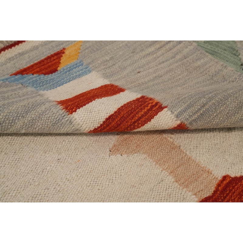 Hand Woven Southwestern Wool Beige Geometric Area Rug - 9' 11'' X 8' 0''