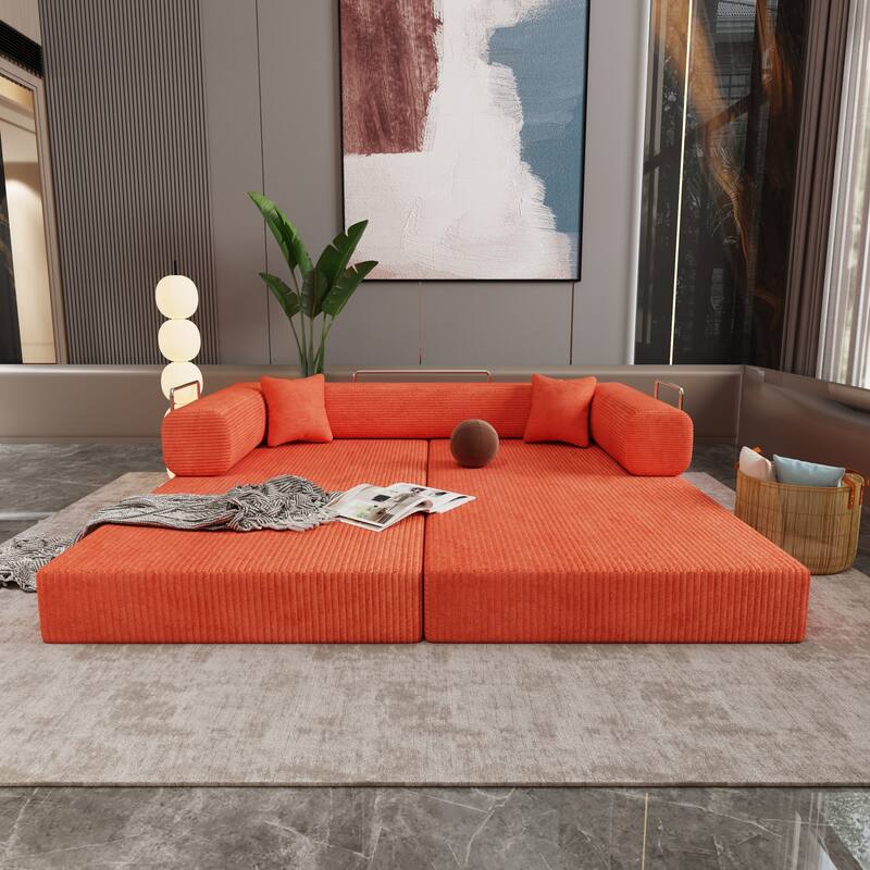 Double sofa, sofa bed, multifunctional compression sofa, wide body sofa, pure sponge sofa, fine striped velvet fabric sofa