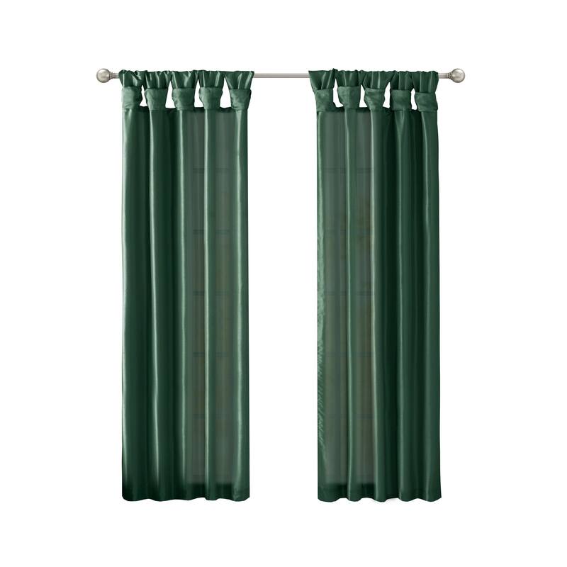 1 PC Twist Tab Lined Window Curtain Panel Green
