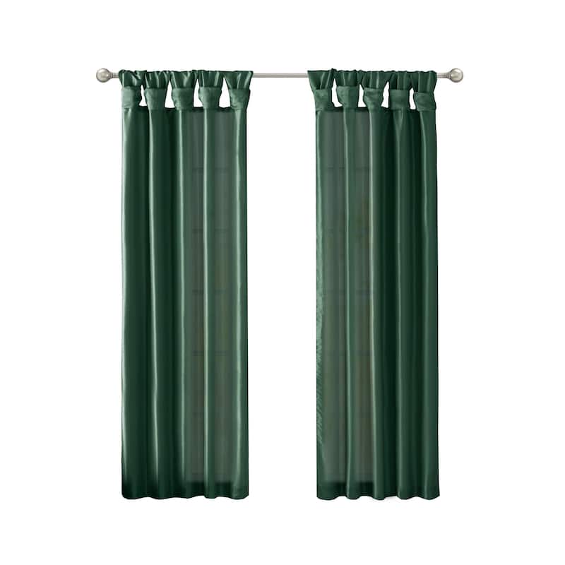 Twist Tab Lined Window Curtain Panel Green