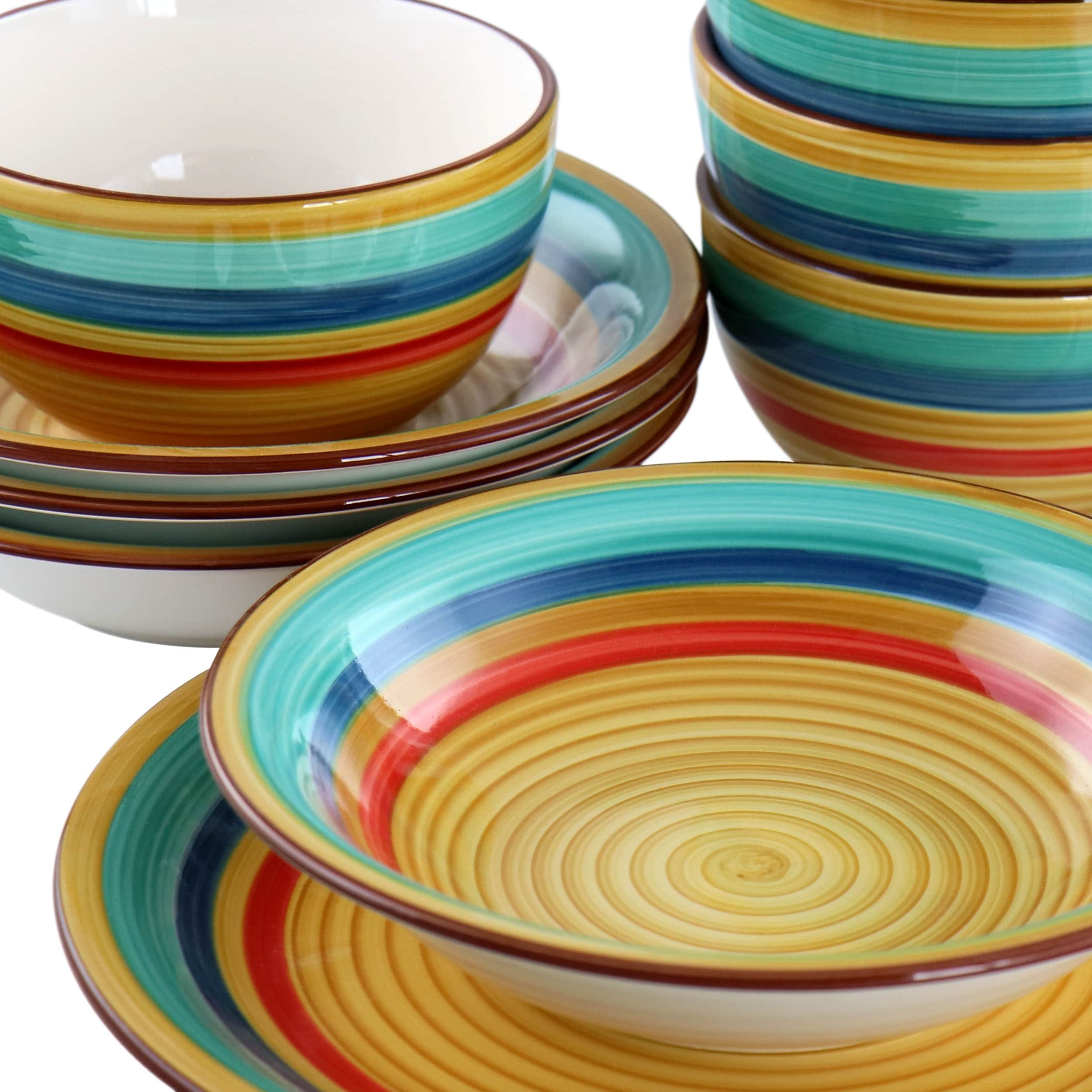 Gibson Home Rainbow 12 Piece Stoneware Dinnerware Set in Yellow 